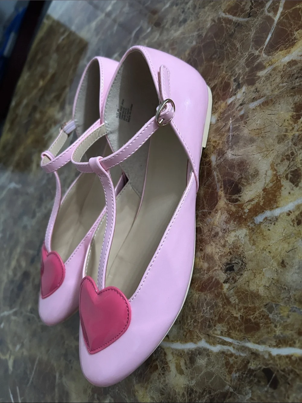 Tory Burch Girls Pink T-Strap Sandals with Hot Pink Heart Appliques, size 4y